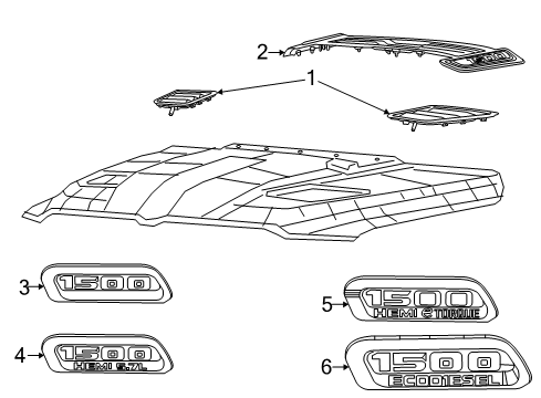 2019 Ram 1500 Exterior Trim - Hood Diagram