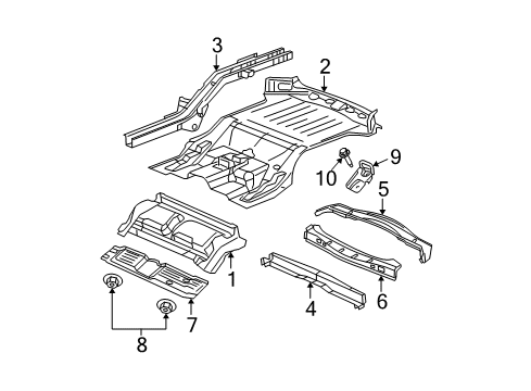 2009 Jeep Commander Rear Body - Floor & Rails Diagram
