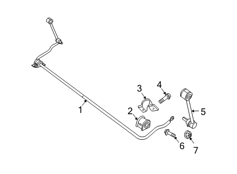 2009 Jeep Wrangler Stabilizer Bar & Components - Rear Diagram