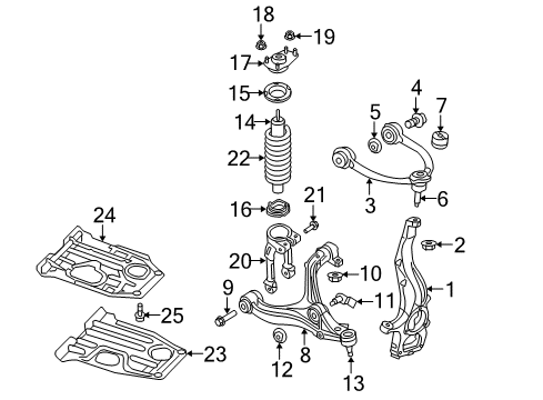 2009 Jeep Grand Cherokee Front Suspension, Lower Control Arm, Upper Control Arm, Stabilizer Bar, Suspension Components Diagram