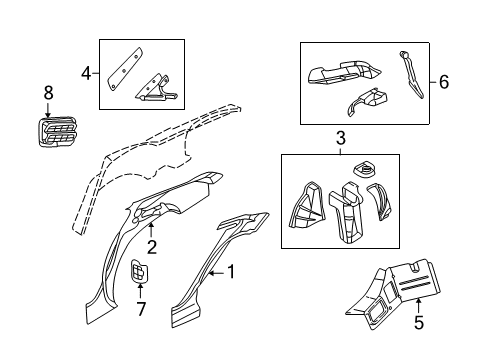 2000 Chrysler Concorde Inner Structure - Quarter Panel Diagram
