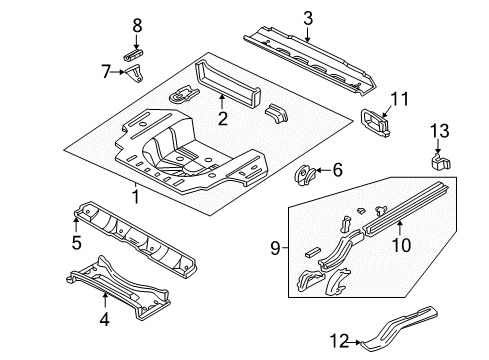 2000 Dodge Intrepid Rear Floor & Rails Diagram