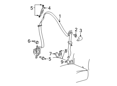 2006 Dodge Dakota Front Seat Belts Diagram 2 - Thumbnail