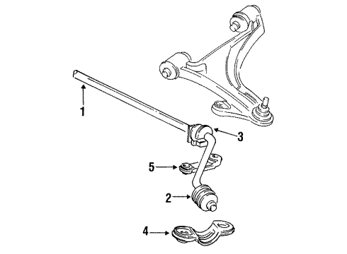 1992 Chrysler New Yorker Stabilizer Bar & Components - Front Diagram 2 - Thumbnail