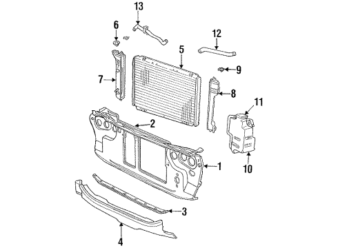 1985 Chrysler Executive Limousine Radiator & Components, Radiator Support Diagram