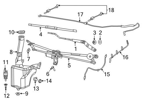 2022 Ram 3500 Wiper & Washer Components Diagram