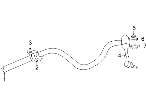 2000 Dodge Dakota Stabilizer Bar & Components - Front Diagram