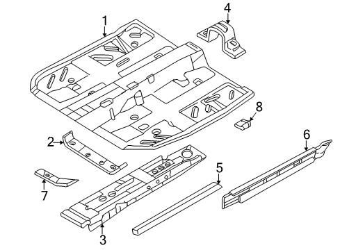 2002 Chrysler Sebring Pillars, Rocker & Floor - Floor & Rails Diagram 2 - Thumbnail