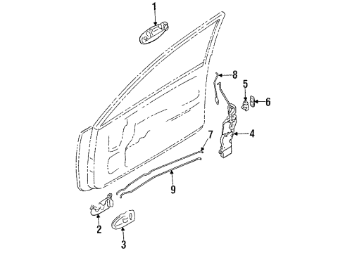 1994 Dodge Colt Front Door - Glass & Hardware Diagram 2 - Thumbnail