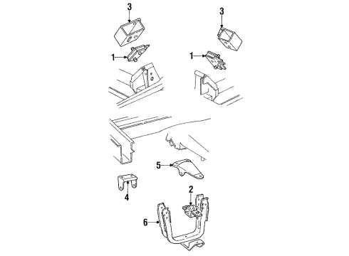 1991 Dodge B150 Engine & Trans Mounting Diagram 1 - Thumbnail