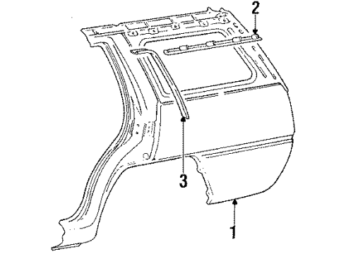 1990 Dodge Colt Quarter Panel & Components, Exterior Trim Diagram