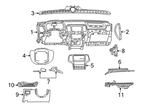2017 Dodge Durango Instrument Panel Components Diagram