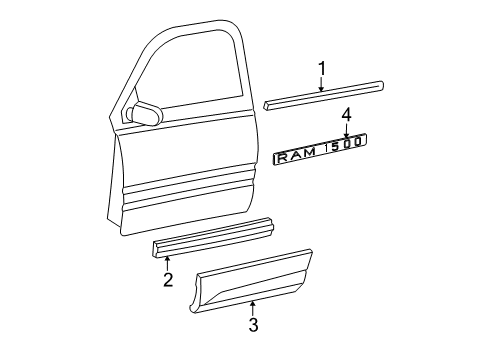 2008 Dodge Ram 1500 Exterior Trim - Door Diagram