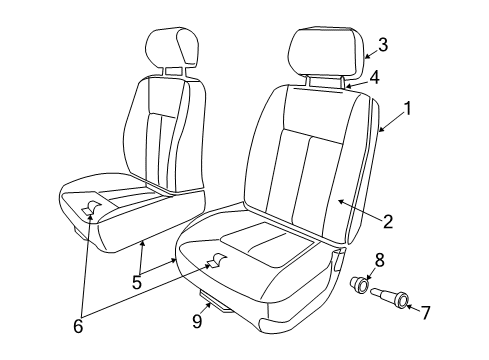 2011 Ram Dakota Front Seat Components Diagram 4 - Thumbnail