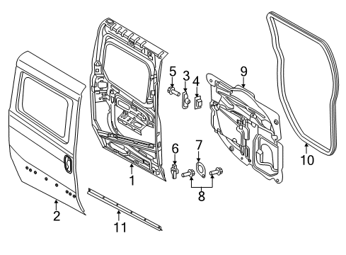 2018 Ram ProMaster City Side Loading Door - Door & Components Diagram