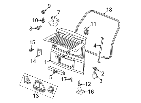 2009 Jeep Commander Gate & Hardware Diagram
