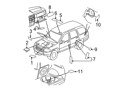 2001 Jeep Grand Cherokee Information Labels Diagram