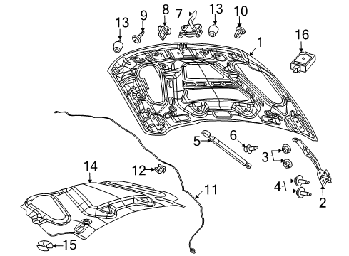 2011 Ram 1500 Hood & Components Diagram