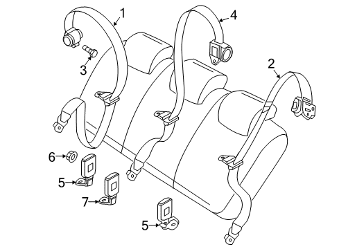 2018 Ram ProMaster City Second Row Seat Belts Diagram