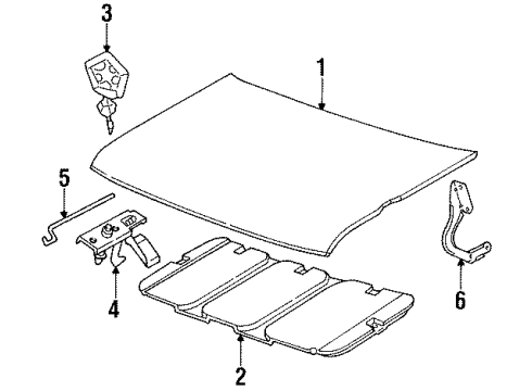 1989 Dodge Caravan Hood & Components, Exterior Trim Diagram