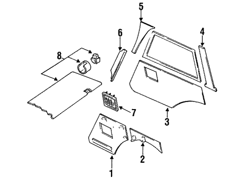 1990 Jeep Cherokee Interior Trim - Quarter Panels Diagram 2 - Thumbnail