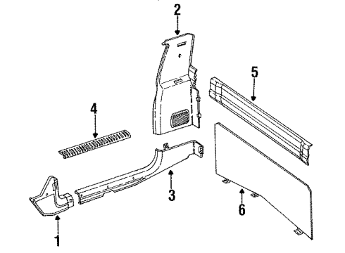 1987 Jeep Comanche Interior Trim - Cab Diagram