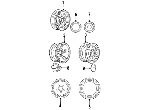 1992 Dodge B350 Wheels, Covers & Trim Diagram
