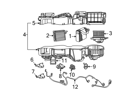 2003 Chrysler Sebring A/C Evaporator & Heater Components Diagram