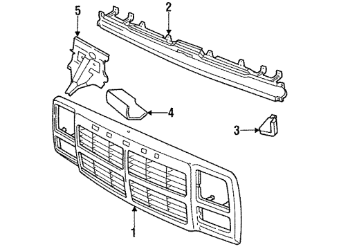 1992 Dodge Ramcharger Grille & Components Diagram