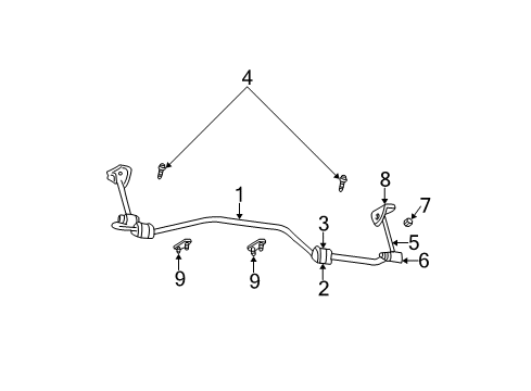 2000 Dodge Dakota Rear Suspension Components, Stabilizer Bar Diagram 4 - Thumbnail