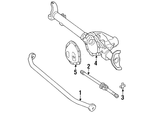1988 Jeep Cherokee Front Axle, Lower Control Arm, Upper Control Arm, Stabilizer Bar, Suspension Components Diagram