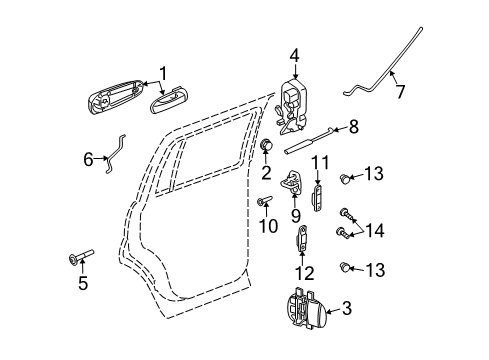 2008 Chrysler Aspen Rear Door - Lock & Hardware Diagram