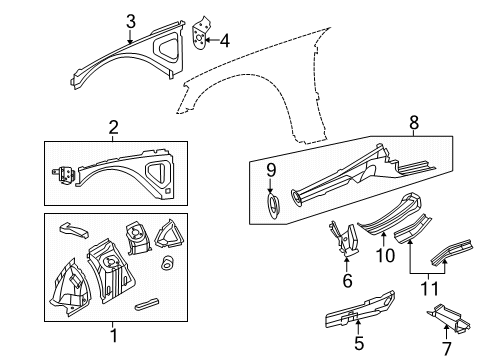 2013 Dodge Challenger Structural Components & Rails Diagram