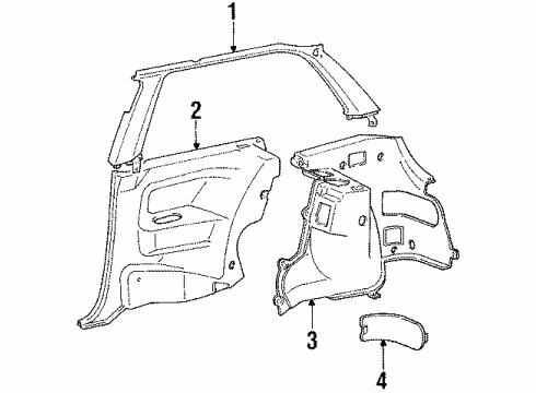 1992 Dodge Colt Interior Trim - Quarter Panels Diagram