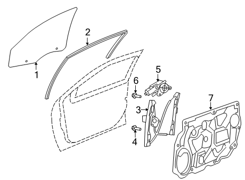 2008 Dodge Avenger Front Door - Glass & Hardware Diagram