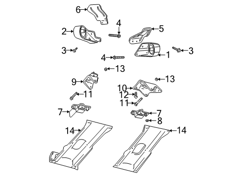 2000 Dodge Dakota Engine & Trans Mounting Diagram 2 - Thumbnail