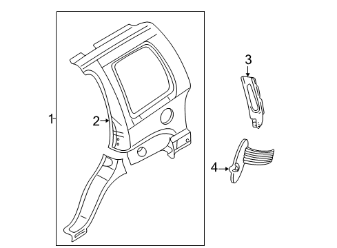 2005 Dodge Durango Quarter Panel & Components Diagram