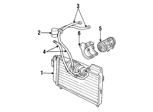 1992 Chrysler Imperial A/C Condenser, Compressor & Lines Diagram