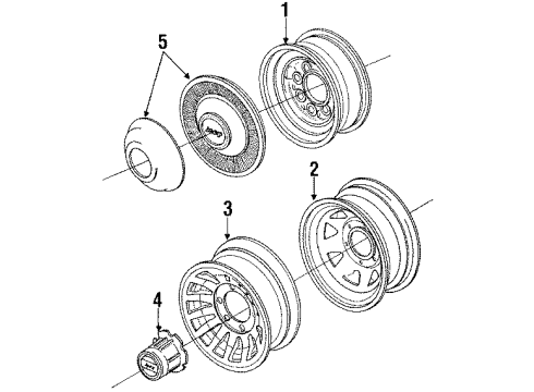 1990 Jeep Cherokee Wheels, Covers & Trim Diagram 1 - Thumbnail