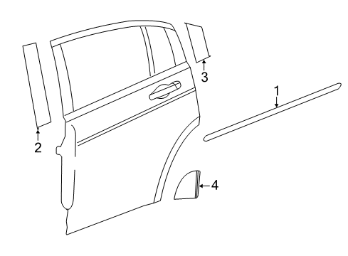 2011 Chrysler 200 Exterior Trim - Rear Door Diagram
