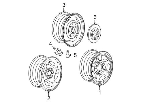2007 Dodge Dakota Wheels, Covers & Trim Diagram