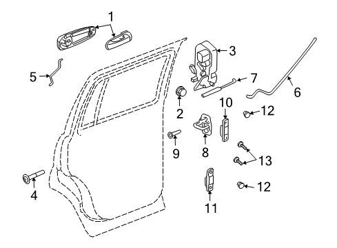 2009 Dodge Durango Rear Door - Lock & Hardware Diagram