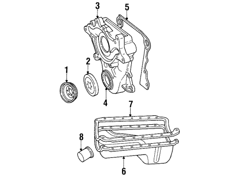 1993 Jeep Grand Wagoneer Engine Parts, Cylinder Head & Valves, Camshaft & Timing, Pistons, Rings & Bearings Diagram