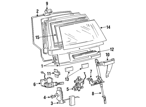 1990 Dodge Colt Lift Gate & Hardware, Spoiler, Glass, Exterior Trim Diagram