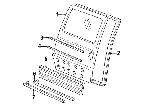 1989 Dodge Caravan Side Loading Door - Door & Components Diagram