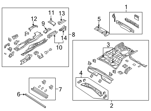 2009 Jeep Compass Rear Body - Floor & Rails Diagram