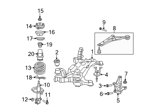 2009 Dodge Grand Caravan Front Suspension, Control Arm, Stabilizer Bar Diagram 1 - Thumbnail