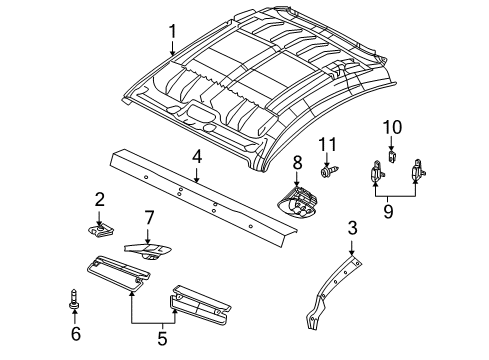 2004 Chrysler Crossfire Interior Trim - Roof Diagram