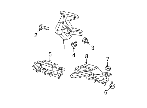 2007 Dodge Dakota Engine & Trans Mounting Diagram 2 - Thumbnail