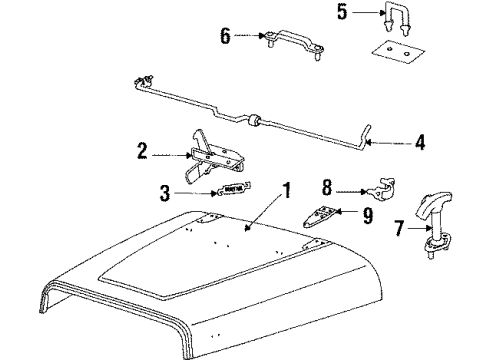1988 Jeep Wrangler Hood & Components Diagram